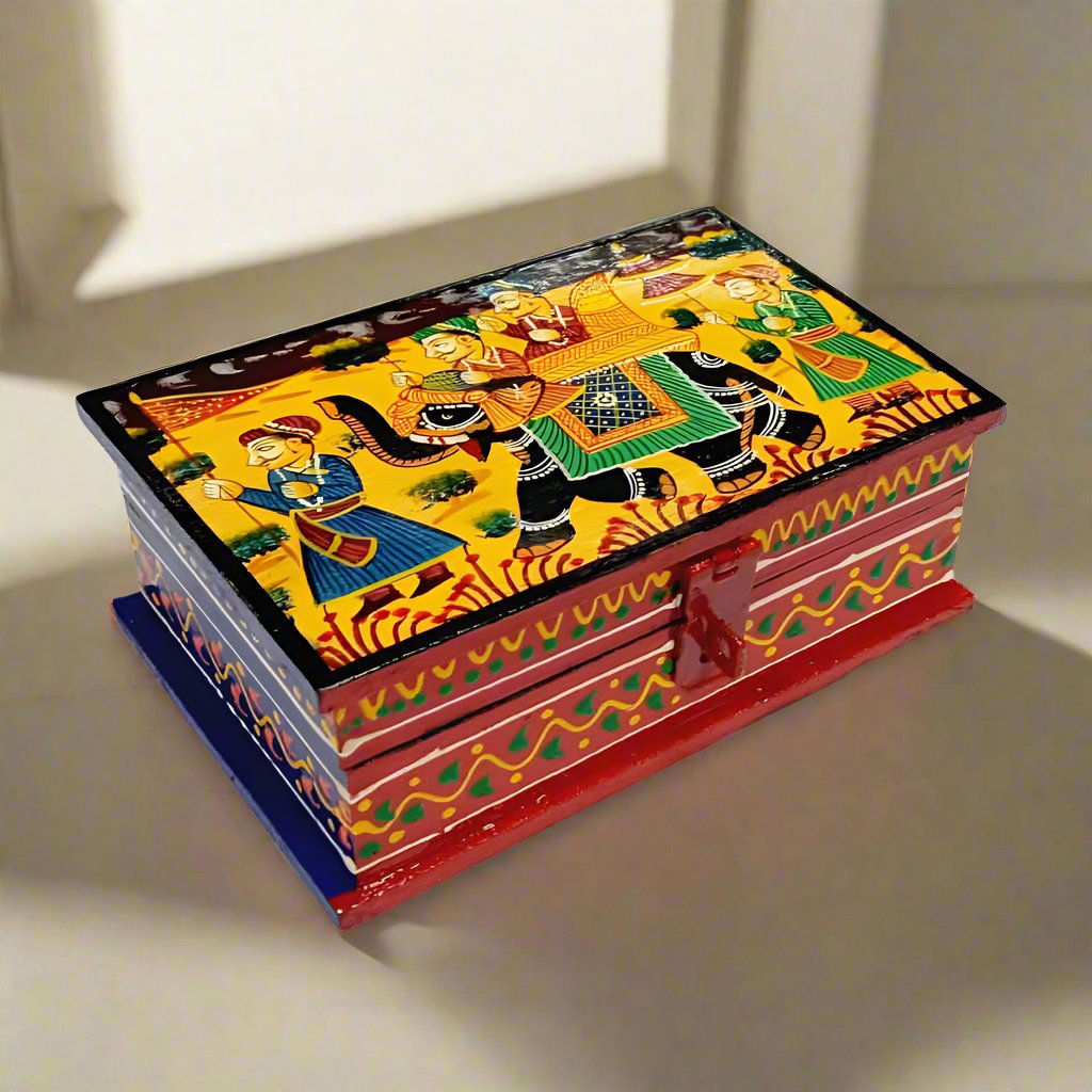 Hand Painted Wooden Jewel Box (6x4 Inches)