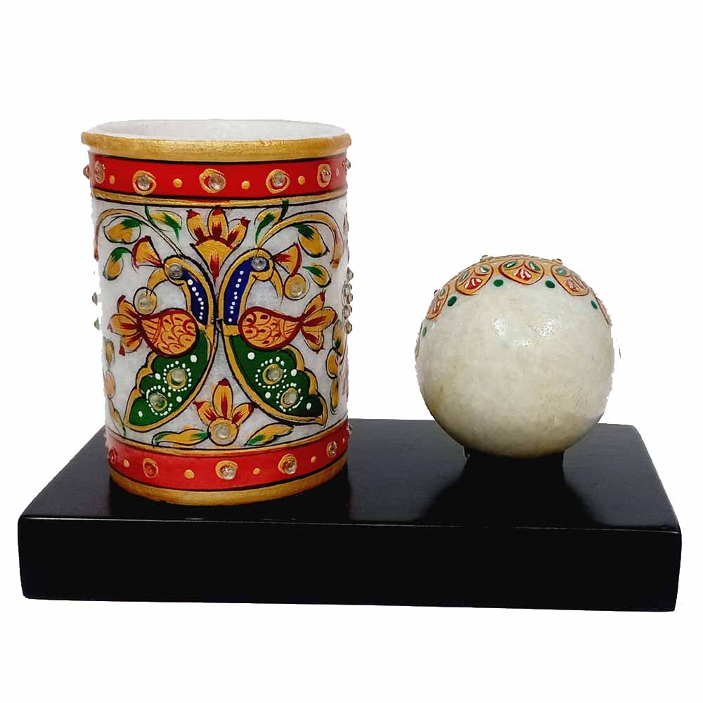 Marble pen holder and clock