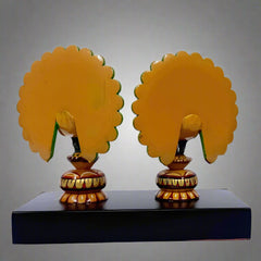 Decorative Wooden Dancing Peacocks – Hand-Painted Figurines with Base for Stability