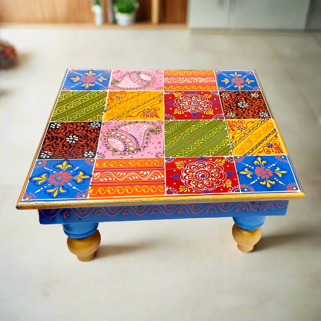 Wooden Painted Chowki - KK GIFT STORE