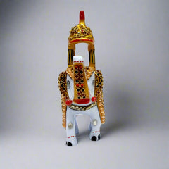 Decorative metal elephant figurine featuring traditional Ambabari design