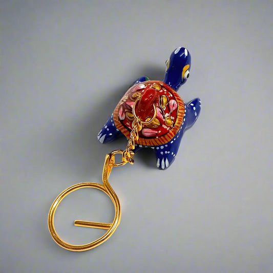 Meenakari tortoise keychain with colorful enamel detailing