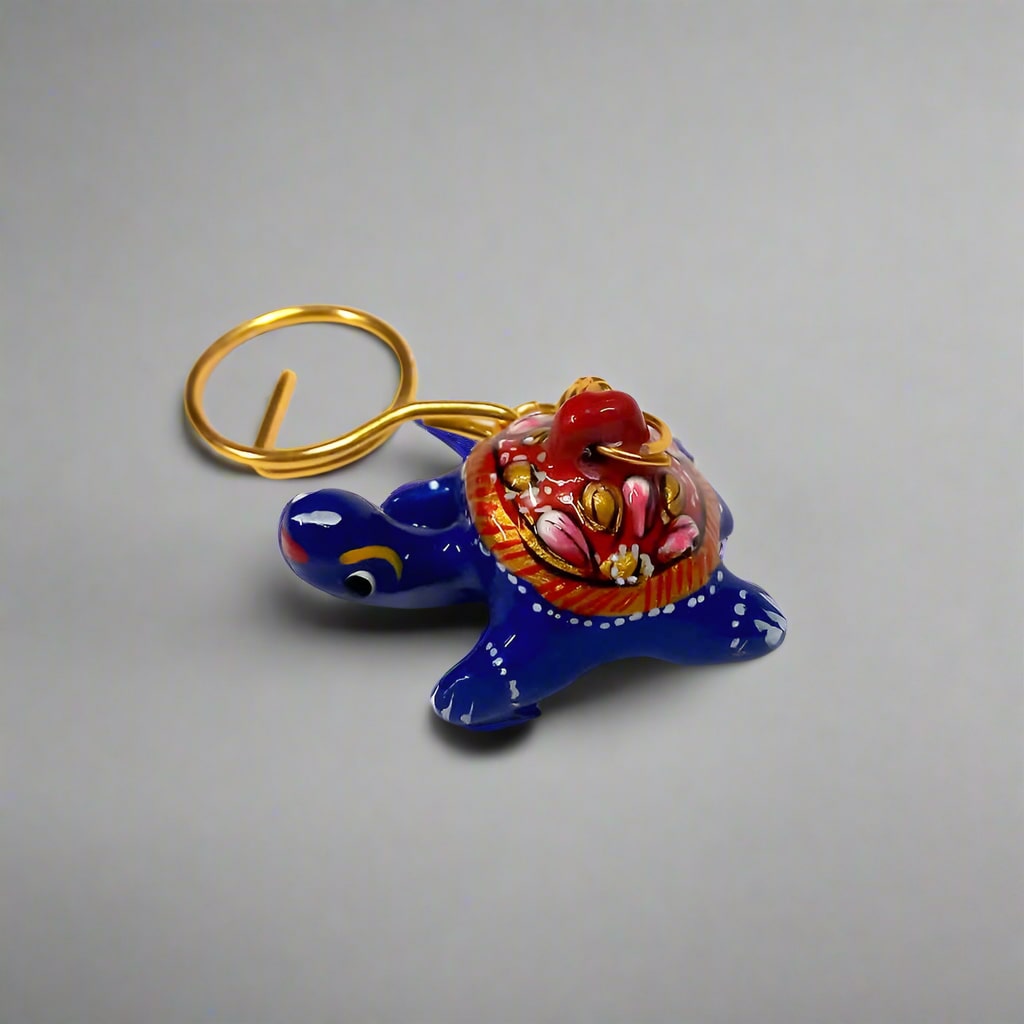 Good luck tortoise keychain with intricate enamel design