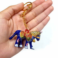 Unique Indian handicraft horse keychain with colorful Meenakari design.