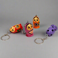 Lightweight wooden keychain featuring charming doll figure for daily use.