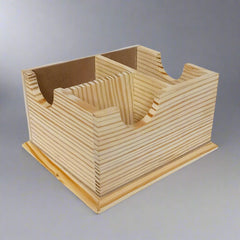 Multipurpose pine wood desk organizer for pens, phone, and office supplies