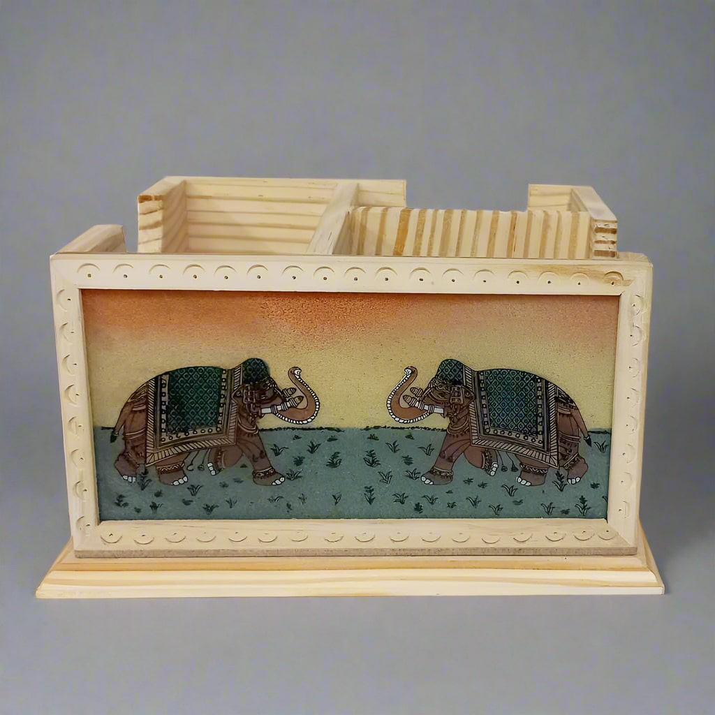 KK Gift Store handcrafted wooden organizer with assorted gemstone painting
