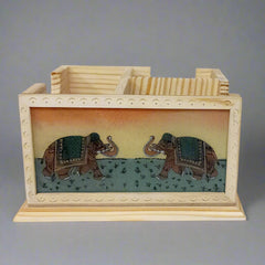 KK Gift Store handcrafted wooden organizer with assorted gemstone painting