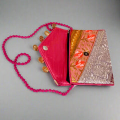 Versatile and stylish patchwork clutch bag made from eco-friendly cotton fabric with bright patterns
