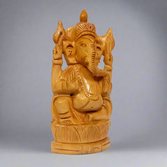 Elegant wooden Ganpati idol by KK Gift Store, combining cultural tradition with durable craftsmanship