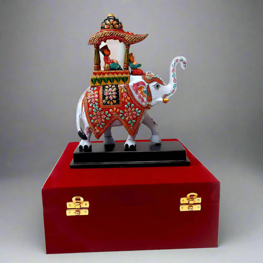 Elephant Statue with Velvet Box