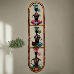 Metal Musician Wall Art Frame featuring Three Men Playing Different Musical Instruments – Handcrafted Wall Decor for Diwali Decoration and Gifting