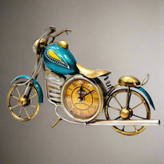 A 28cm hand-painted metal bike model, a stylish table clock for a computer or study table.