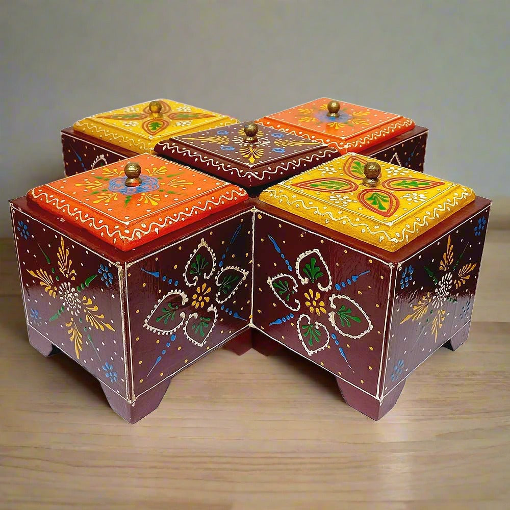 A 30cm large dry fruit storage box with a traditional hand-painted design.