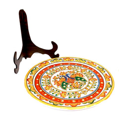 A 25cm high-quality marble showpiece plate, a unique and eye-catching piece of art.