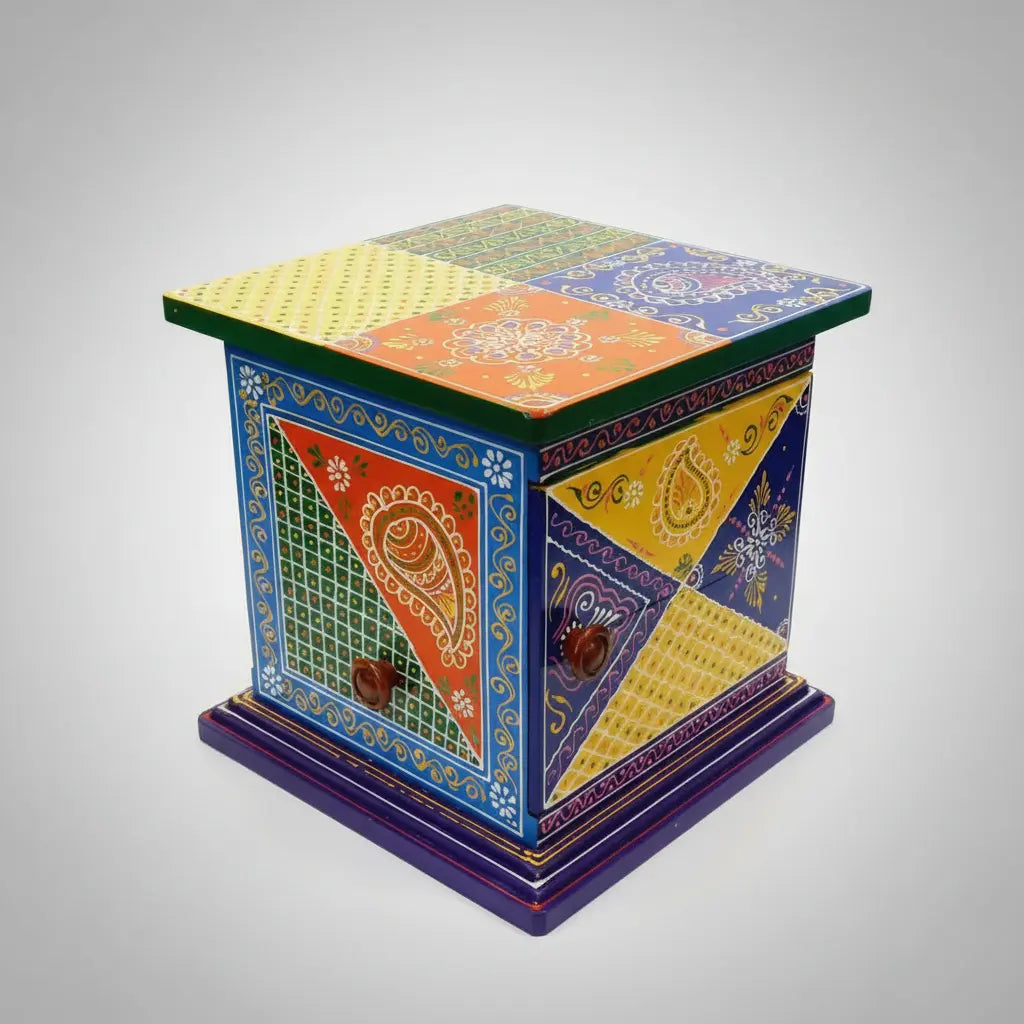 Wooden hand-painted mini cabinet styled as home decor and gifting piece