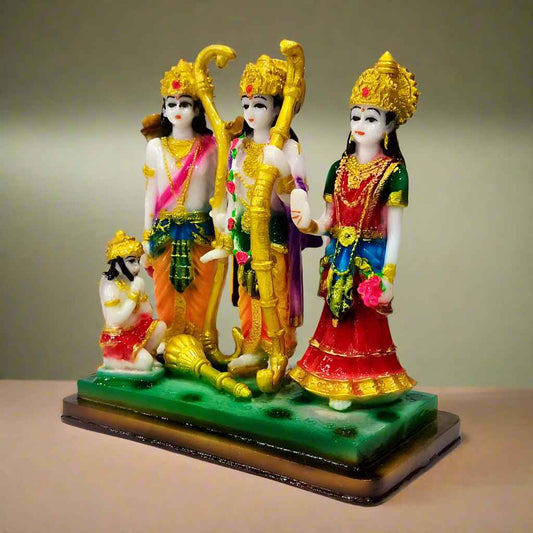Intricately crafted Ram Darbar idol with expressive detailing and colorful attire, symbolizing devotion and dharma.