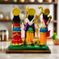 Divine resin sculpture of Ram, Sita, Laxman, and Hanuman, perfect for pooja rooms, home temples, or gifting.