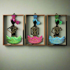 Musician Metal Wall Art – Set of 3 panels featuring traditional Indian musicians playing instruments, handcrafted in metal with intricate detailing and vibrant colors. Ideal for wall decor or gifting.