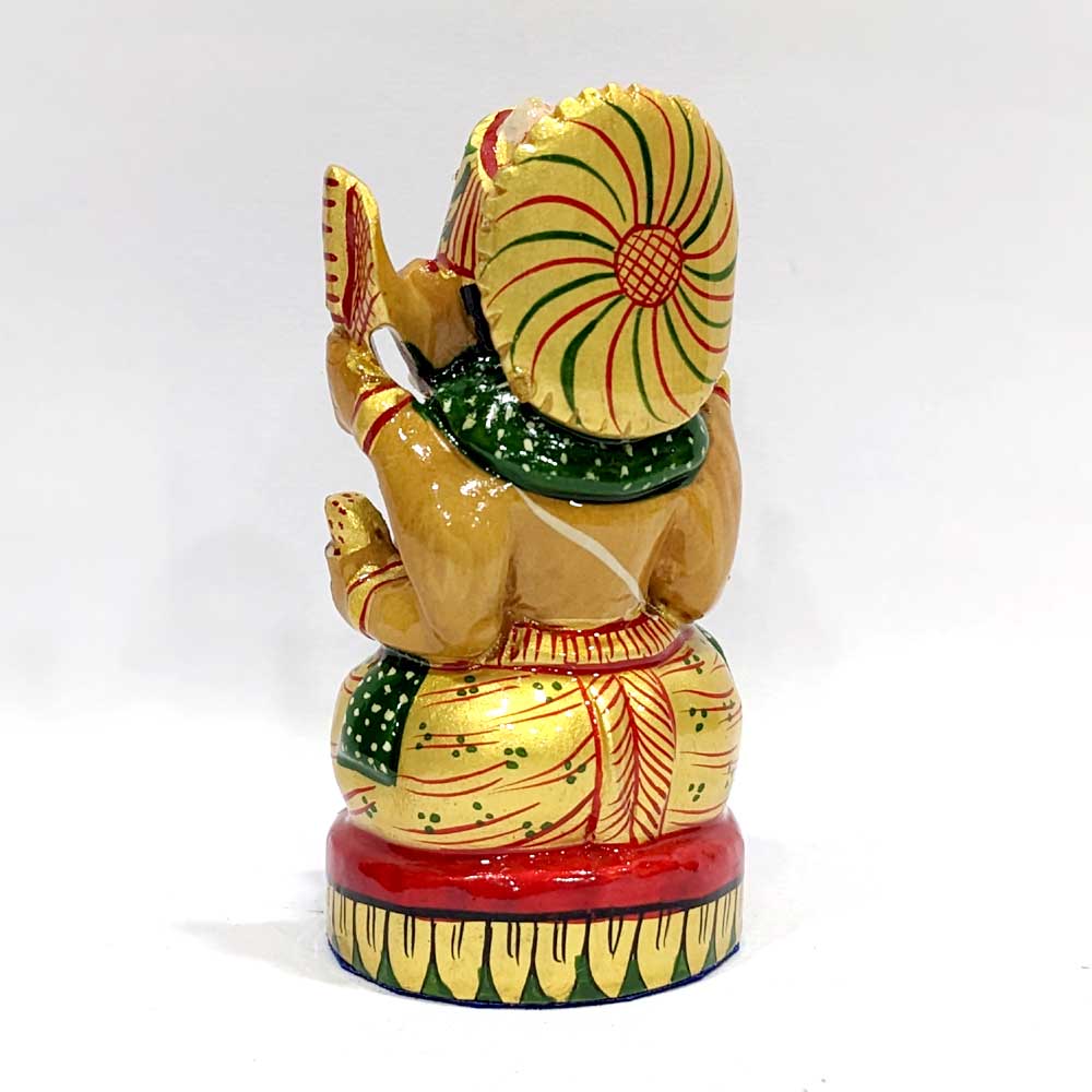 Wooden Hand Painted Ganesh Moorti