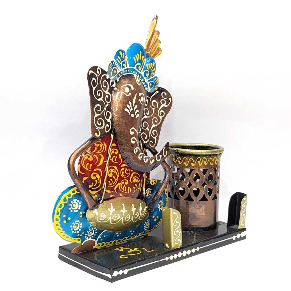 Metal Ganesh Pen Stand/Card Holder