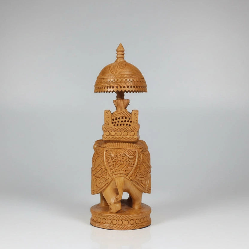 23cm tall wooden elephant designed as a luxury showpiece for professional office displays.