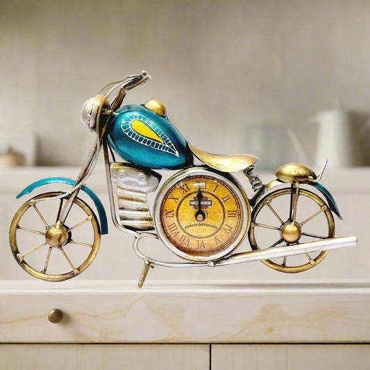 An antique bullet motorcycle sculpture, a wonderful and unique desk decor item for home or office.