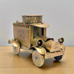 An antique car model pen stand and card holder, handmade with a beautiful vintage look.
