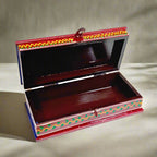 Unique artisan-made wooden jewelry box with traditional Jaipuri painting