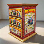 Artistic wooden painted chest of drawers handmade by master artisans