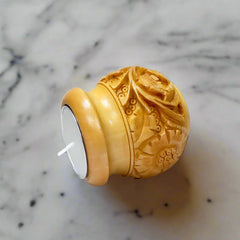 Artisan-crafted wooden tea light holder with natural finish