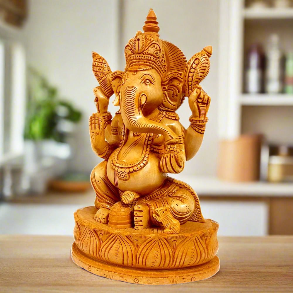 Auspicious Kadamba wood Ganesha idol from Jaipur, perfect for home worship and gifting.
