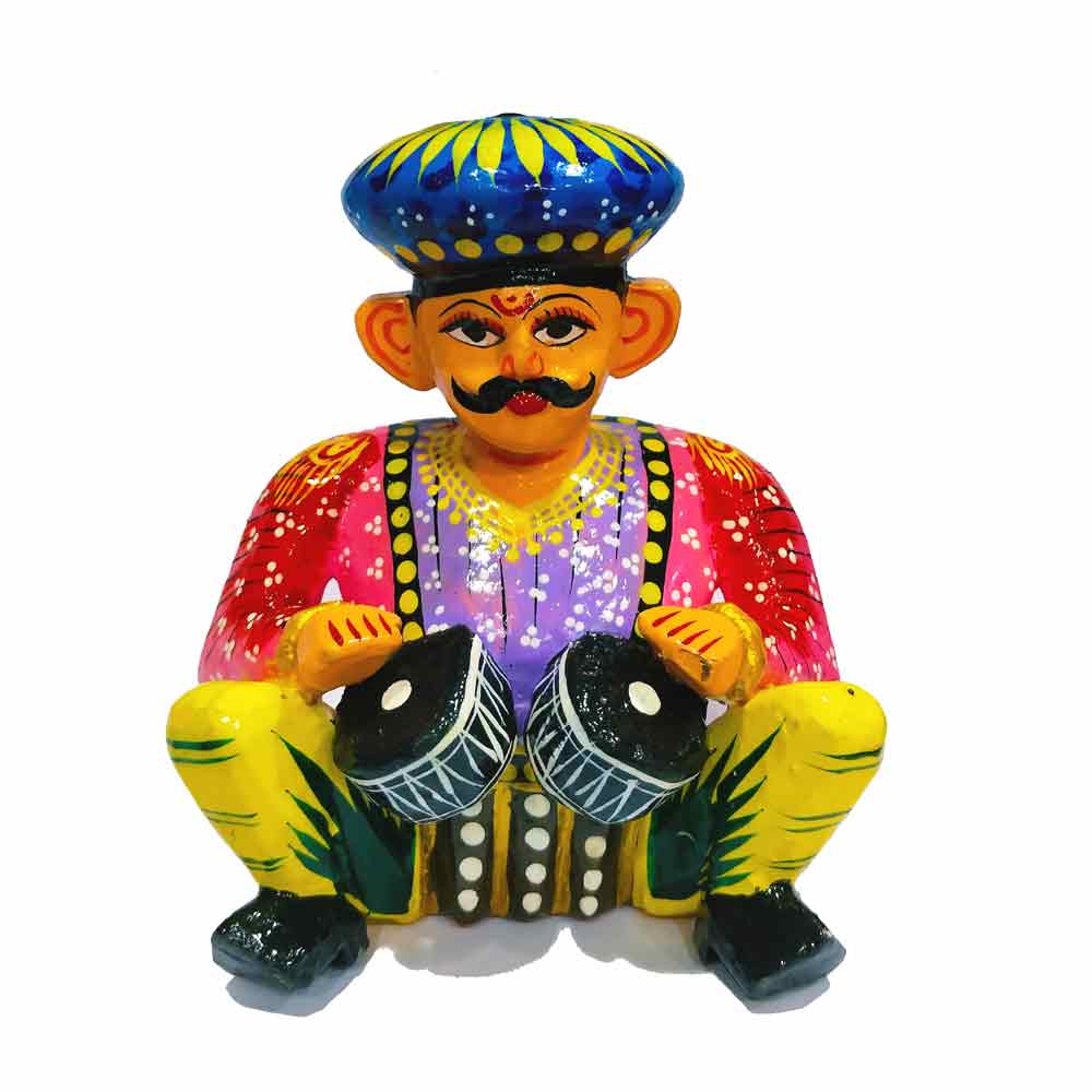 Unique wooden Bawla musician puppets with elegant handcrafted painting