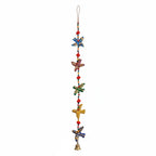Ethnic Bird Bead Wall Hanging — Hand-Painted Fabric Bird Figurines with Traditional Indian Folk Art Design