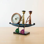 Boat table clock side angle view — handcrafted metal decor