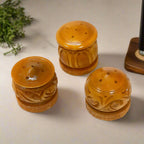 A carved wood incense stick stand with 5 holes, a great addition to your worship room.