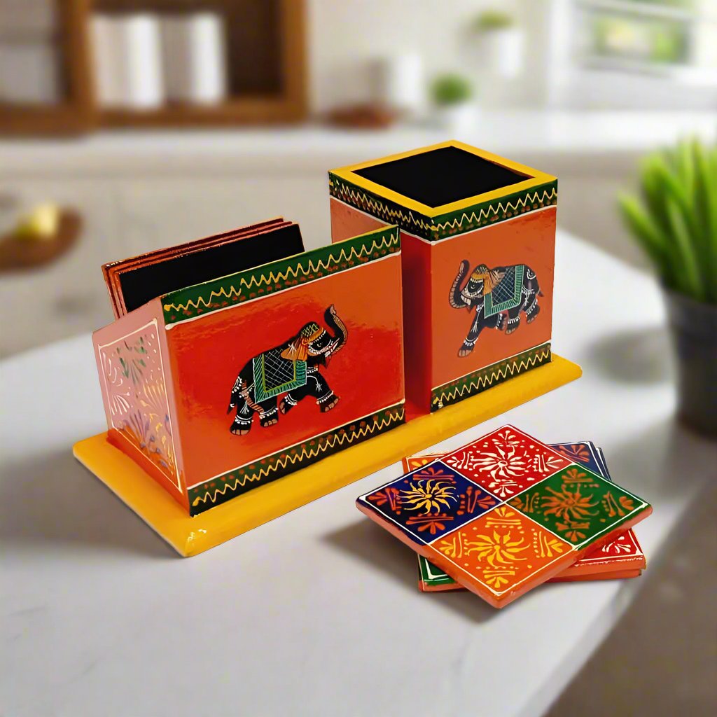 Elegant handcrafted wooden desk organizer for office and home use