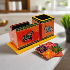 Elegant handcrafted wooden desk organizer for office and home use