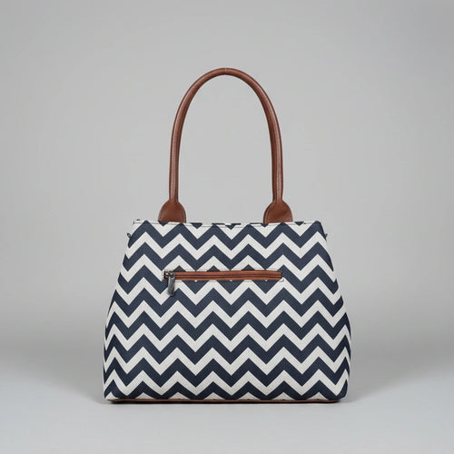 Back view of the ethnic handbag showing the secure backside zipper pocket.