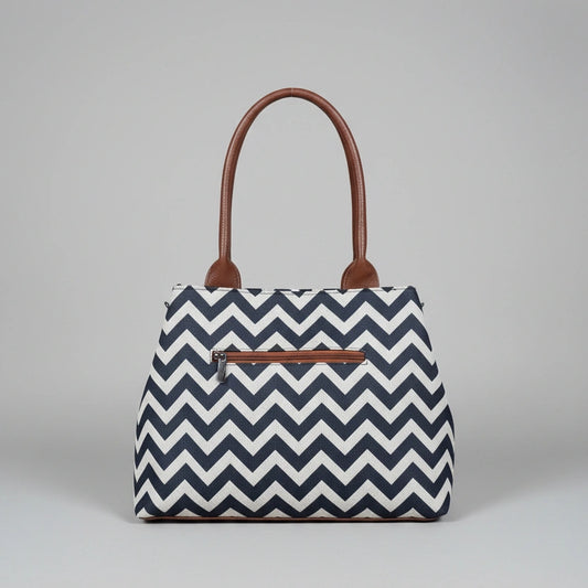 Back view of the ethnic handbag showing the secure backside zipper pocket.