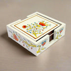 A cream white colored wooden coaster set, perfect for enhancing the look of your office desk.