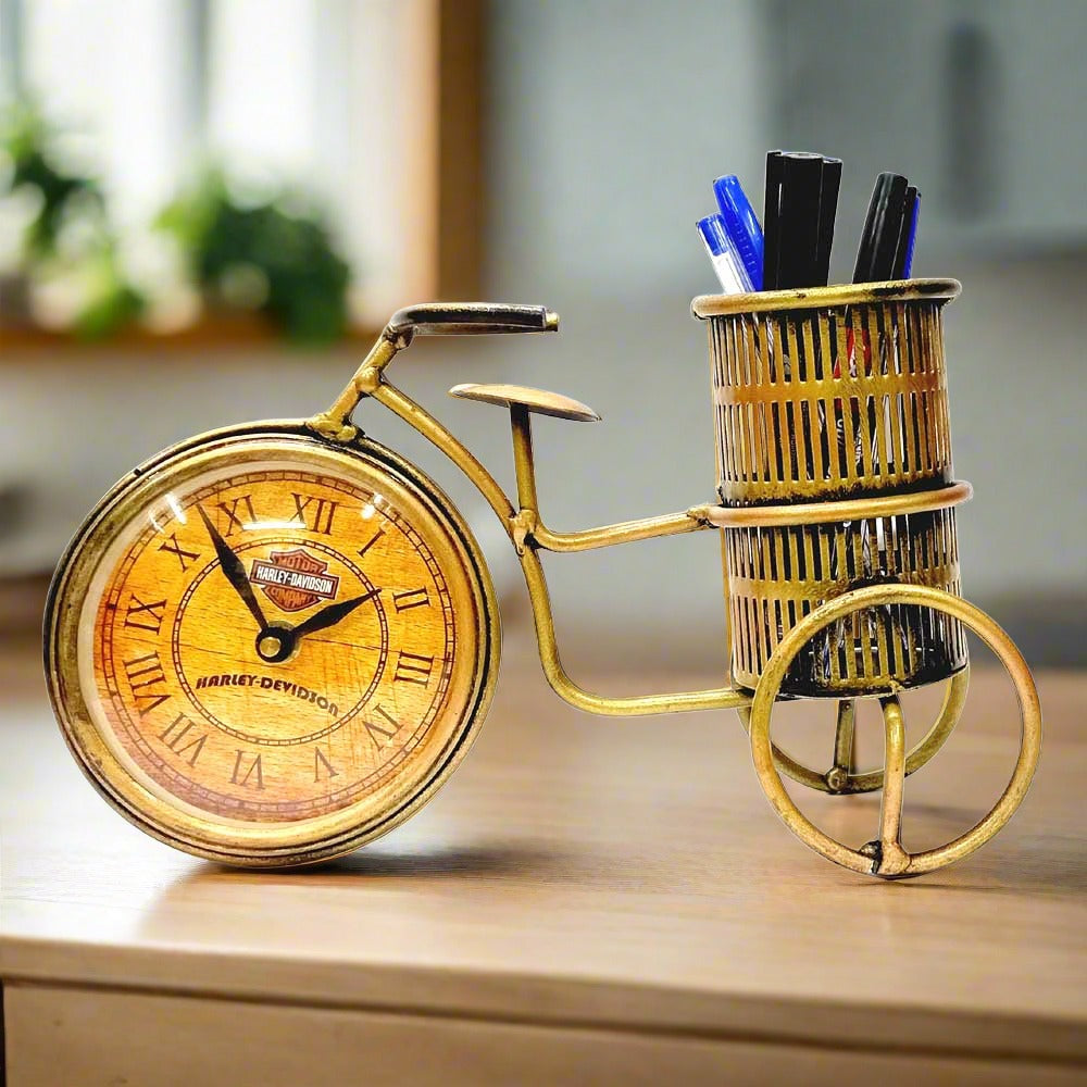 A creative metal bicycle clock, a great showpiece for home and office decor.