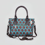 Back view of the handbag showing the secure exterior zip pocket