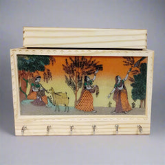 KK Gift Store pine wood key holder with colorful gemstone painting – perfect for gifting