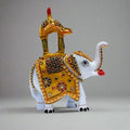 White Ambabari elephant showpiece with hand-painted details and sparkling stones