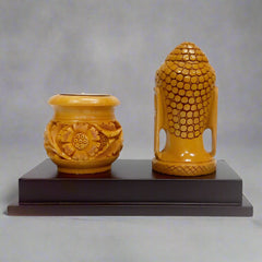 Peaceful Buddha Wood Sculpture with Candle Slot – Calming Home or Gift Item
