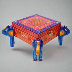 Decorative hand-painted jewelry organizer with symbolic elephant carvings, perfect for gifting or personal use.