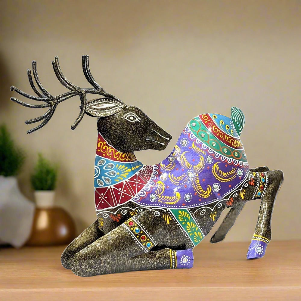Metal deer sculpture pair, a stunning and handmade showpiece for your home.