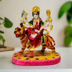 Spiritual resin figurine of Sherawali Maa Durga, perfect for home temples, puja rooms, or festive gifting.