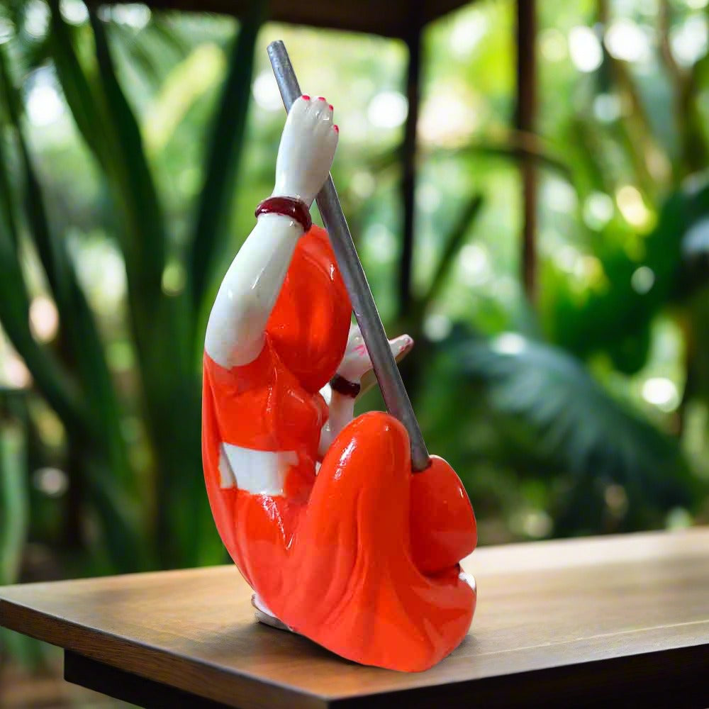 Resin marble dust Meera Bai idol with vibrant colors, perfect for temples and home décor